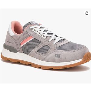 CAT Caterpillar Size 6 Women Woodward Steel Toe Work Shoe Sneaker Pink Grey NWOT